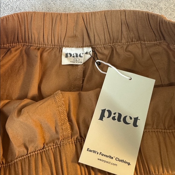 Pact Organic Cotton Daily Twill Skirt Size L Camel NWT Stretch Pockets - Picture 3 of 9